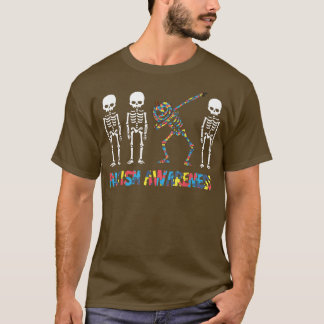 Dabbing Skeleton Pumpkin Autismus Sensibilisierung T-Shirt