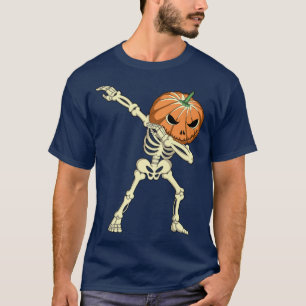 Dabbing Skeleton Pumpkin, Beängstigende Pumpkin Ko T-Shirt
