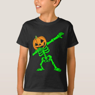 Dabbing Skeleton Pumpkin Head Halloween Dab T-Shirt