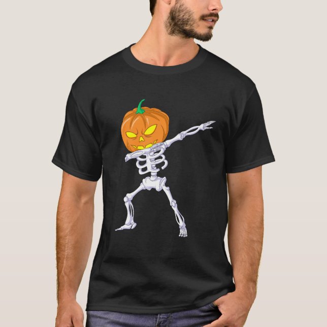 Dabbing Skeleton Pumpkin T-Shirt (Vorderseite)