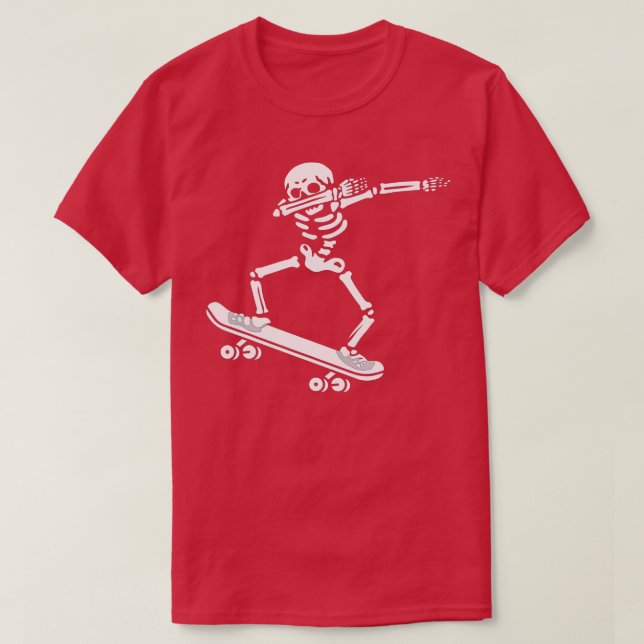 Dabbing Skeleton Skateboard Costume Funny Hallowee T-Shirt (Design vorne)