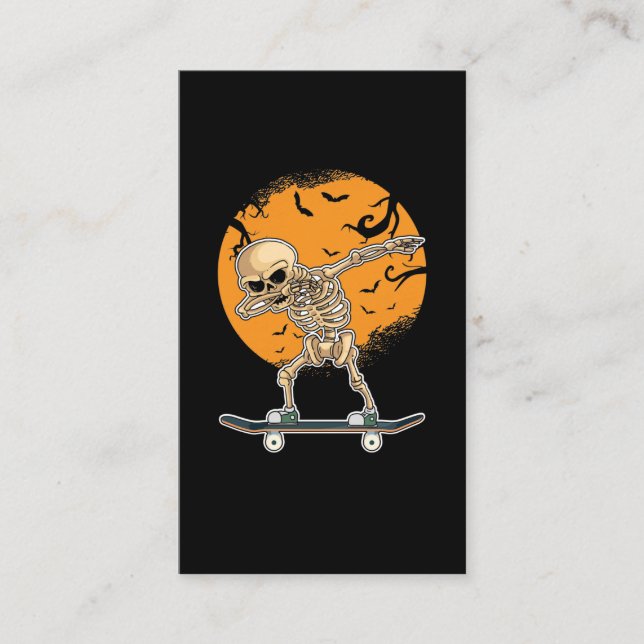 Dabbing Skeleton Skaten Boys Halloween Visitenkarte (Vorderseite)