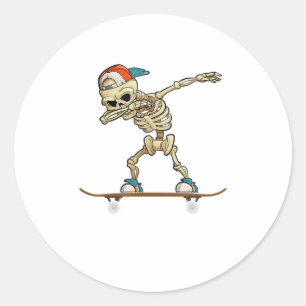 Dabbing Skeleton Skater Gift Runder Aufkleber