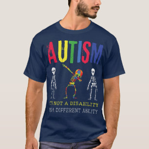 Dabbing Skeleton Special Puzzle April Blauer Autis T-Shirt
