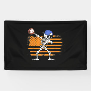 Dabbing Skelett Baseball Funny Halloween Banner
