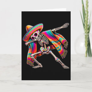 Dabbing-Skelett Cinco De Mayo Sombrero Poncho Mex Karte