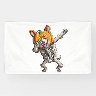 Dabbing-Skelett-Corgi Süßer Halloween-Corgi Lustig Banner