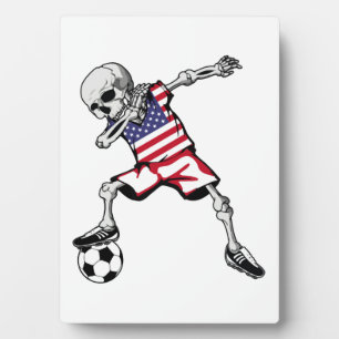 Dabbing-Skelett-Fußball-Halloween-Vereinigte Staat Fotoplatte