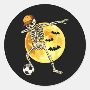Dabbing Skelett Fußballspieler Halloween Mond Runder Aufkleber