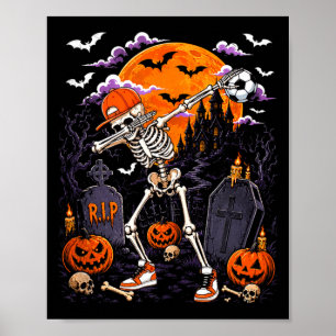 Dabbing-Skelett-Halloween-Kostüm Fußballspieler Poster