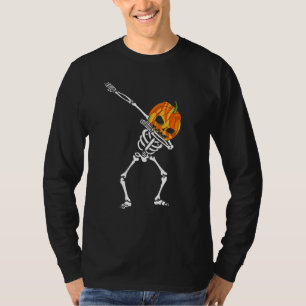 Dabbing-Skelett-Kürbiskopf Halloween tanzendes S T-Shirt