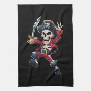 Dabbing-Skelett-Pirat-Halloween-Kinder-Jolly-Roger Geschirrtuch