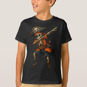 Dabbing-Skelett-Piraten-Halloween-Kinderkostüm T-Shirt