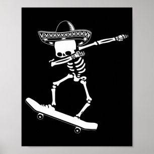 Dabbing-Skelett-Skateboard Dia De Los Muertos Poster