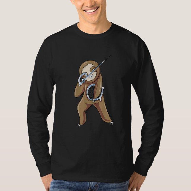Dabbing Sloth Fencing Dab Dance Fencer T-Shirt (Vorderseite)