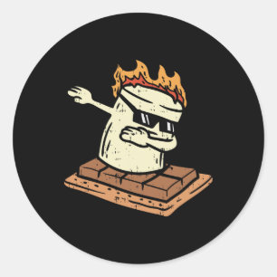 Dabbing Smore Marshmallow Süße Dab Tanz Camping C Runder Aufkleber
