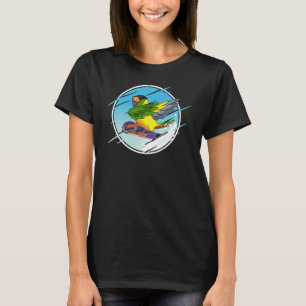 Dabbing Snowboard Parrot I Gelbe Seite grüner Käse T-Shirt