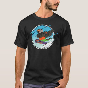 Dabbing Snowboard Parrot I Roter Bäuche Papagei T-Shirt