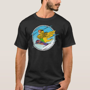 Dabbing Snowboard Parrot I Yellow Budgie Budgeriga T-Shirt