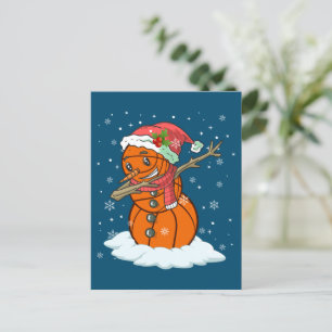 Dabbing Snowman Basketball Ball T-Shirt Weihnachts Postkarte
