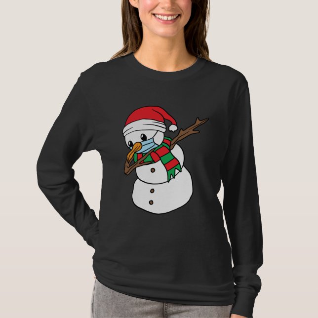 Dabbing Snowman Mask Xmas Dab Christmas Santa T-Shirt (Vorderseite)