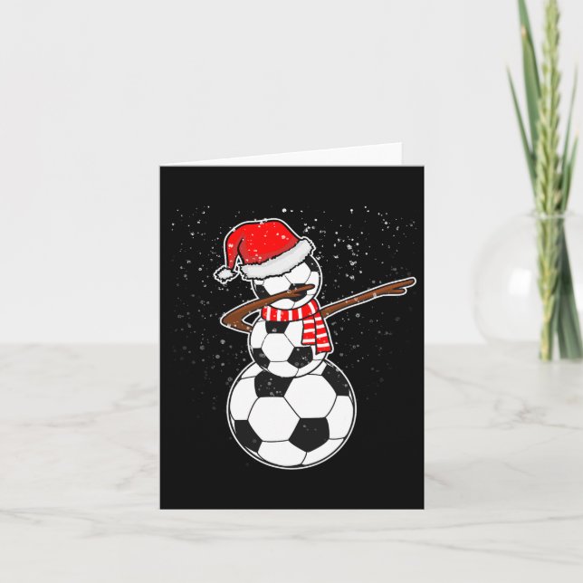 Dabbing Snowman Soccer Karte (Vorderseite)