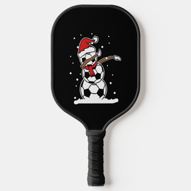 Dabbing Snowman Soccer Weihnachten Pickleball Schläger (Vorderseite)