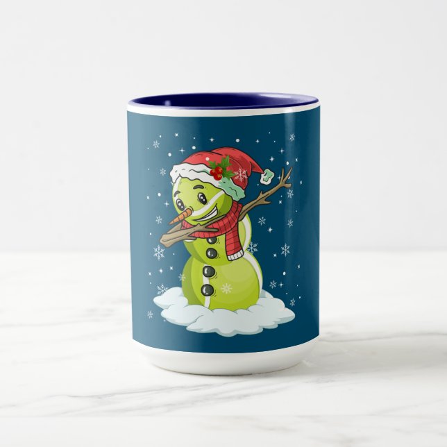 Dabbing Snowman Tennis Ball T-Shirt Weihnachten We Tasse (Zentrum)