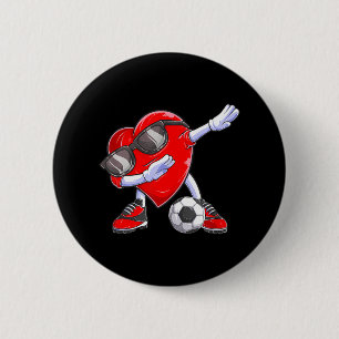 Dabbing Soccer Ball Herz Valentinstag Männer Junge Button