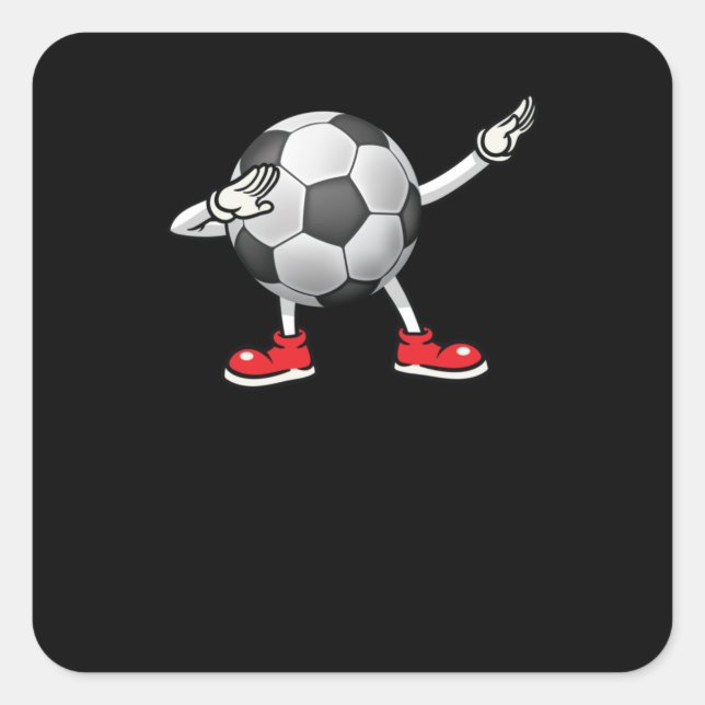 Dabbing Soccer Ball T-Shirt Kinder Jungs Dab Tanz Quadratischer Aufkleber (Vorderseite)