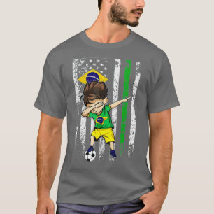 Dabbing Soccer Boy Brazil Jersey - Brazilian Foot T-Shirt