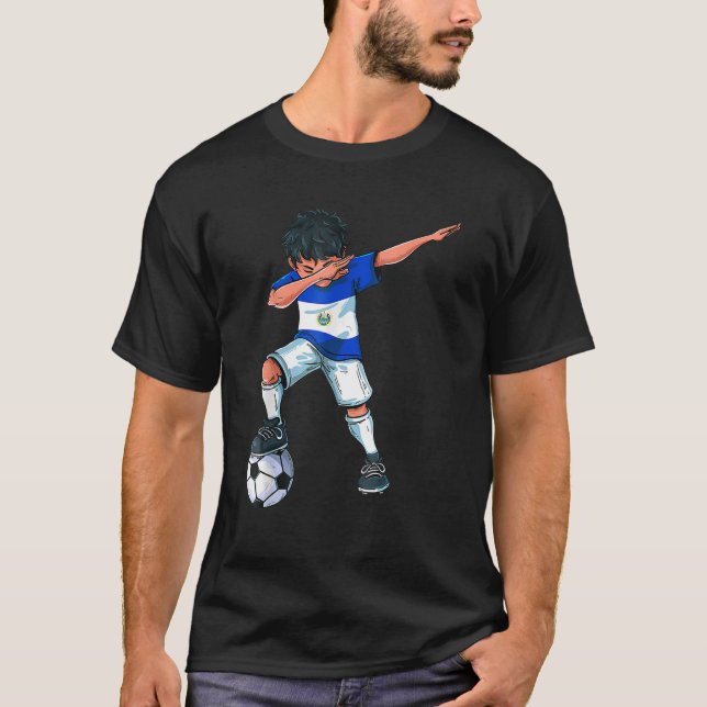 Dabbing Soccer Boy El Salvador Salvadoran Football T-Shirt (Vorderseite)