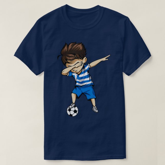 Dabbing Soccer Boy Greece Jersey Greek Football Gi T-Shirt (Design vorne)