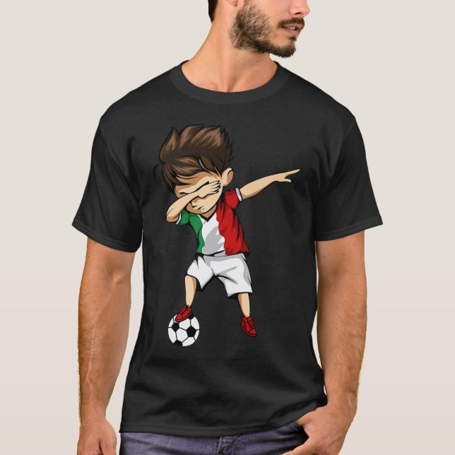 Dabbing Soccer Boy Italien Jersey Italienisches Gi T-Shirt (Vorderseite)