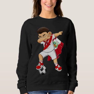 Dabbing Soccer Boy Peru Football Flag Kinder Sweatshirt