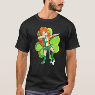 Dabbing Soccer Girl St Patricks Day Kinder Frauen  T-Shirt