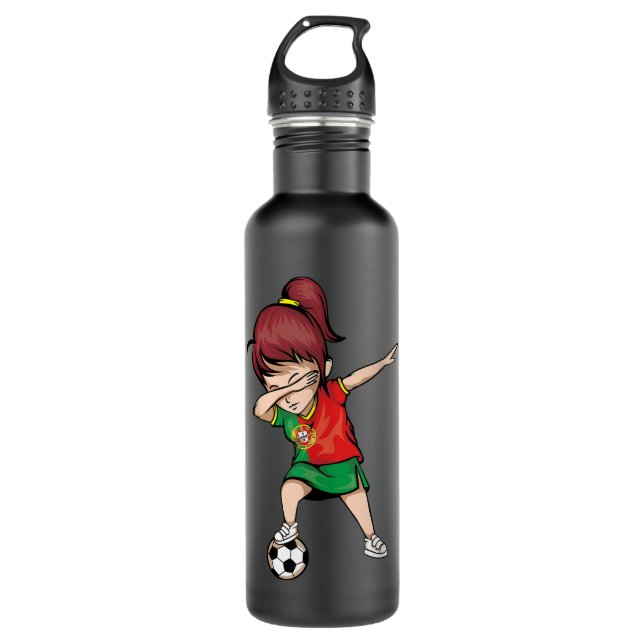 Dabbing Soccer Portugal Jersey Portugiesischer Fuß Edelstahlflasche (Vorderseite)