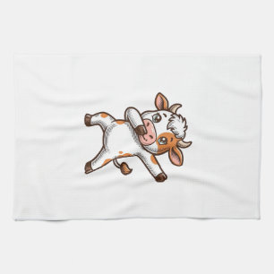 Dabbing Süße Kuh Vintage Gravur T-Shirt Design_ Geschirrtuch