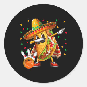 Dabbing Taco Bowlingspieler Cinco De Mayo Spieler Runder Aufkleber