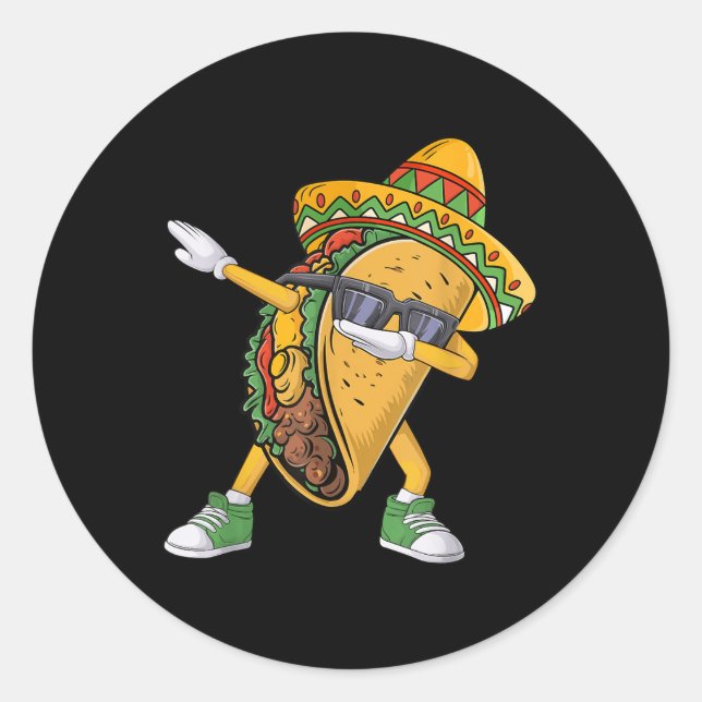 Dabbing Taco Cinco De Mayo Funny Mexic Food Dab Runder Aufkleber (Vorderseite)