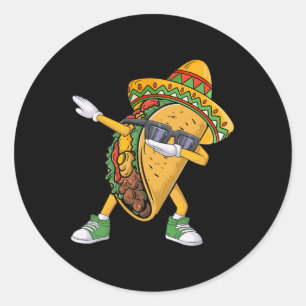 Dabbing Taco Cinco De Mayo Lustiges Mexikanisches  Runder Aufkleber
