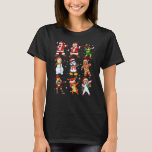 Dabbing Team Santa Frau Claus Penguin Elf Weihnach T-Shirt