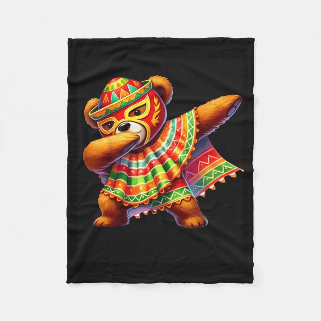 Dabbing Teddy Bär Lucha Libre Cinco De Mayo Mexika Fleecedecke (Vorderseite)