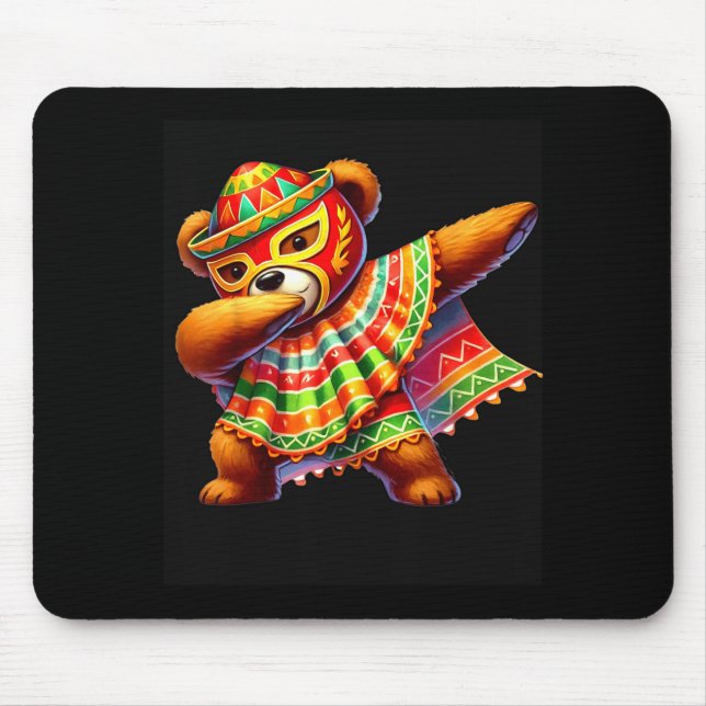Dabbing Teddy Bear Lucha Libre Cinco De Mayo Mexic Mousepad (Vorne)