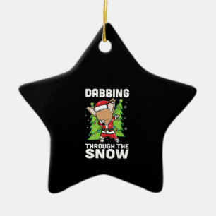 Dabbing Through Snow Chihuahua Weihnachtshund Keramik Ornament
