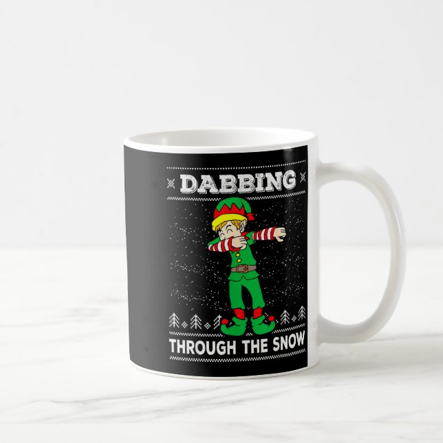 Dabbing Through The Snow Elf Dab Ugly Christmas Sw Kaffeetasse (Rechts)