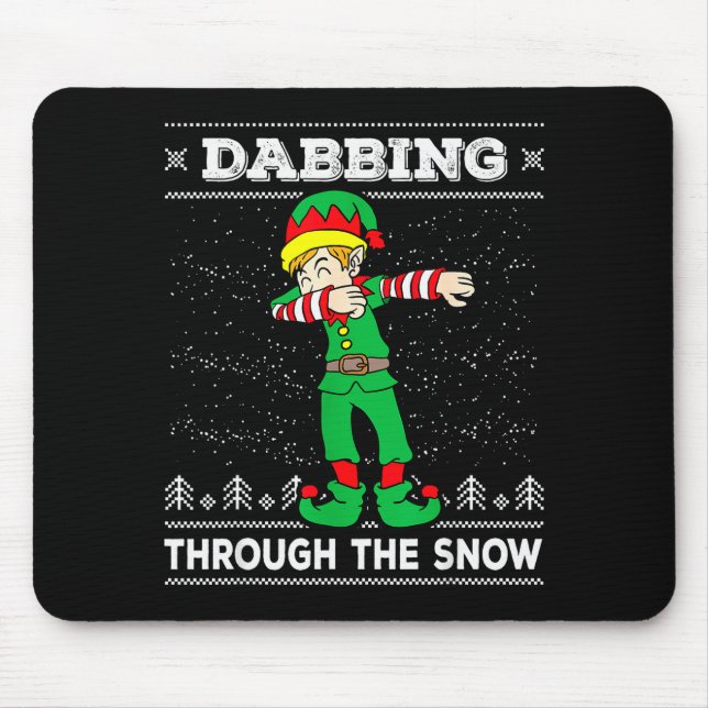 Dabbing Through The Snow Elf Dab Ugly Christmas Sw Mousepad (Vorne)