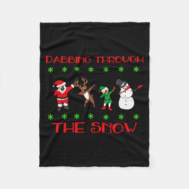 Dabbing Through The Snow Funny Christmas Design  Fleecedecke (Vorderseite)