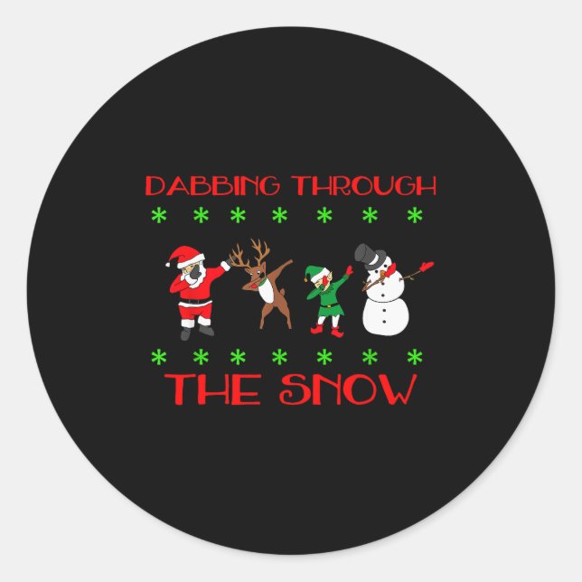 Dabbing Through The Snow Funny Christmas Design  Runder Aufkleber (Vorderseite)