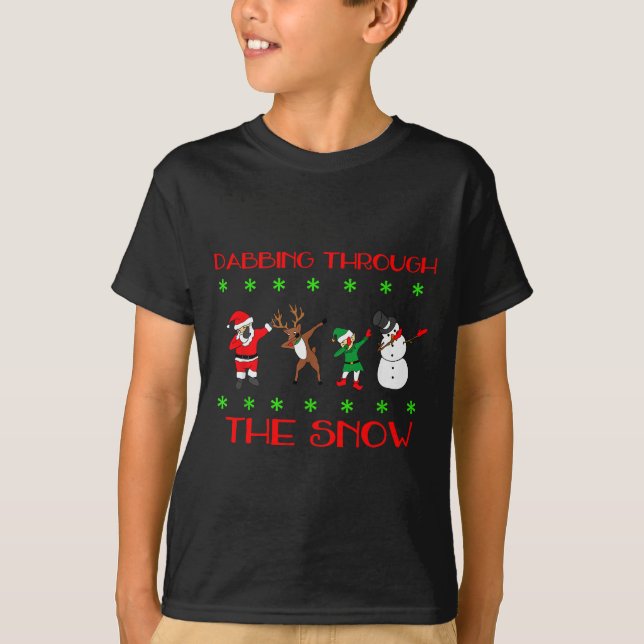 Dabbing Through The Snow Funny Christmas Design  T-Shirt (Vorderseite)